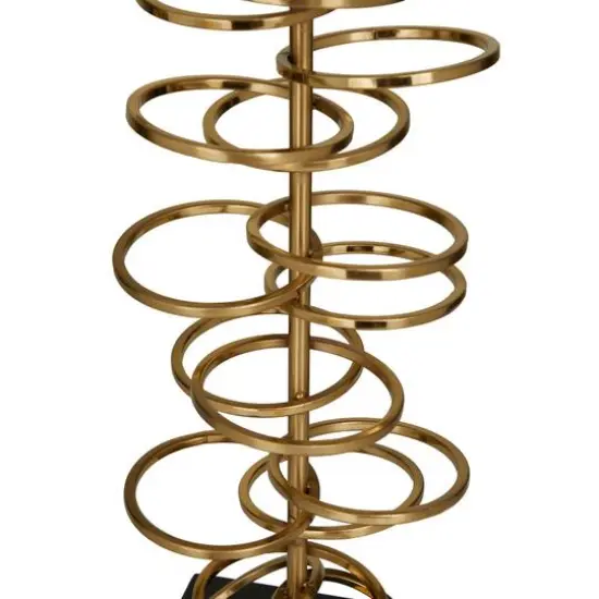 Gold Metal Gold Stacked Ring Table Lamp with Drum Shade 15" x 15" x 30" {3}