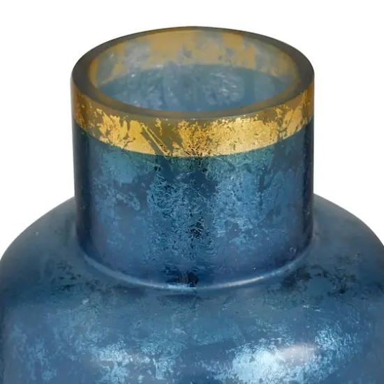 Blue Glass Coastal Vase, 14" x 10" x 10" {4}