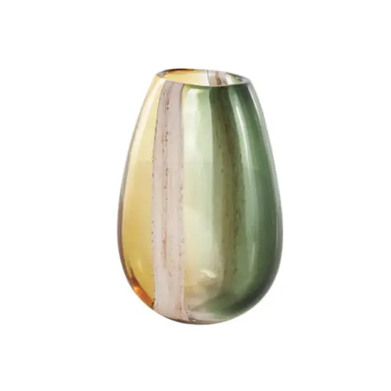 Multicolored Ombre Glass Vase with Pink Textured Stripe Details {4}