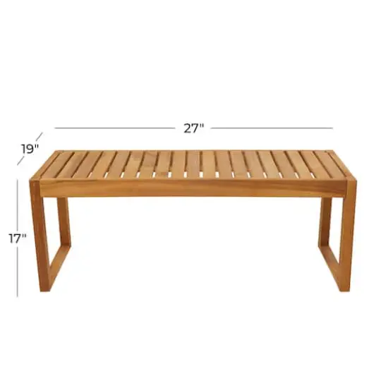 47" Brown Teak Wood Slatted Outdoor Accent Table {7}
