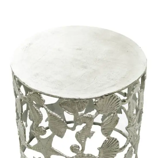 18" Silver Coastal Aluminum Accent Table {4}