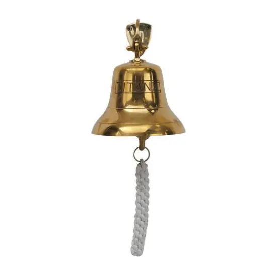 7.5" Gold Titanic Nautical Bell Wall Accent with Rope Pull {4}