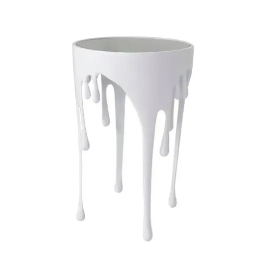White Aluminum Drip Accent Table with Melting Designed Body {5}