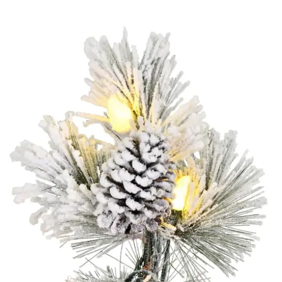 4.5ft. Pre-Lit Flocked Kimball Pine Artificial Christmas Tree in Decorative Planter, Warm White Dura-Lit&trade; LED Lights {4}
