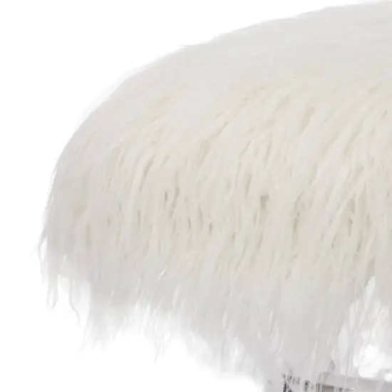 Glitzhome&reg; 25.5" White Faux Fur Acrylic Bench {7}