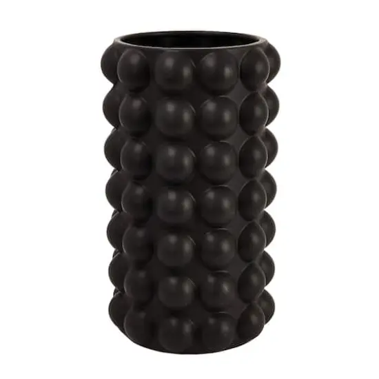 Hello Honey&reg; Black Modern Stoneware Raised Dot Vase {1}