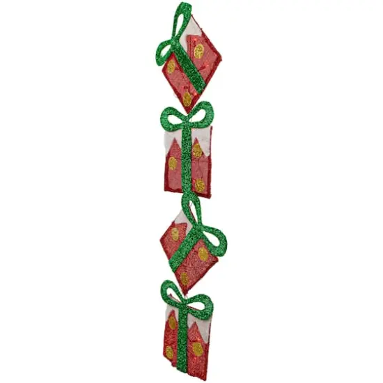 43" Lighted Red Polka Dot Tinsel Stacked Flat Gift Box Yard Art Decoration {6}