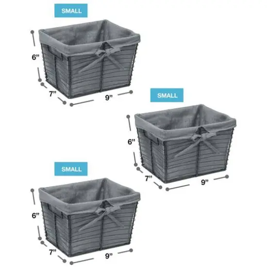 Sorbus 9" Gray Wire Baskets with Removable Liner, 3ct. {4}