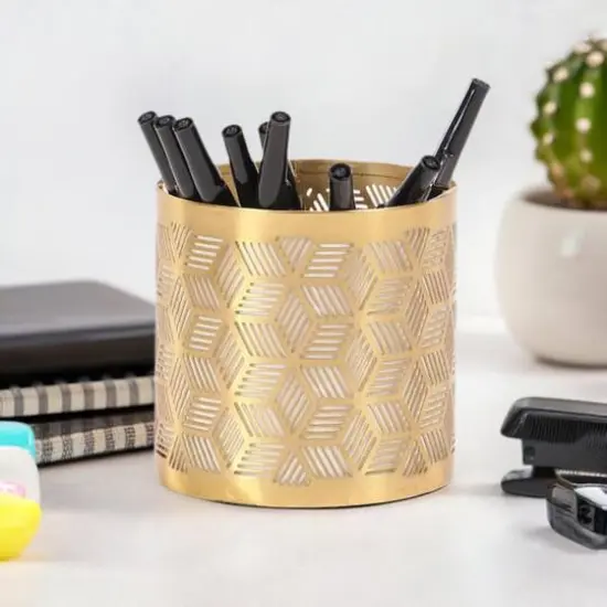 4" Gold Iron Glam Pencil Holder {5}