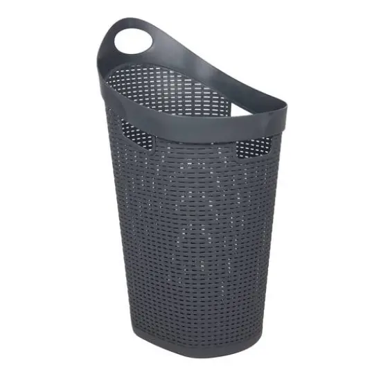 Mind Reader 60L Wheeled Hamper with Cutout Handle Gray {1}