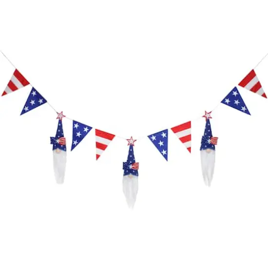 6ft. Patriotic Flags & Blue Gnomes Garland {1}
