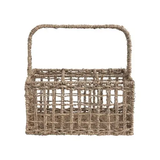 Hello Honey&reg; Natural Handwoven Seagrass 6 Section Caddy with Handle {3}