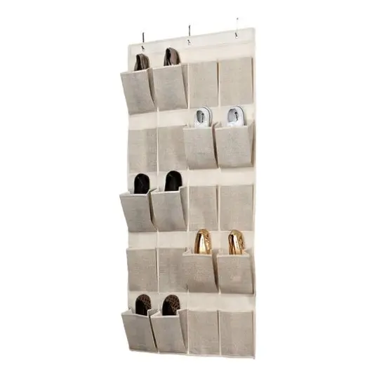 Simplify Faux Jute 20-Pocket Shoe Organizer Brown {5}