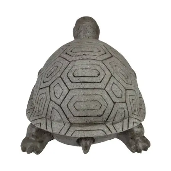 11.75" Polished Gray Turtle Outdoor Garden Statue {5}