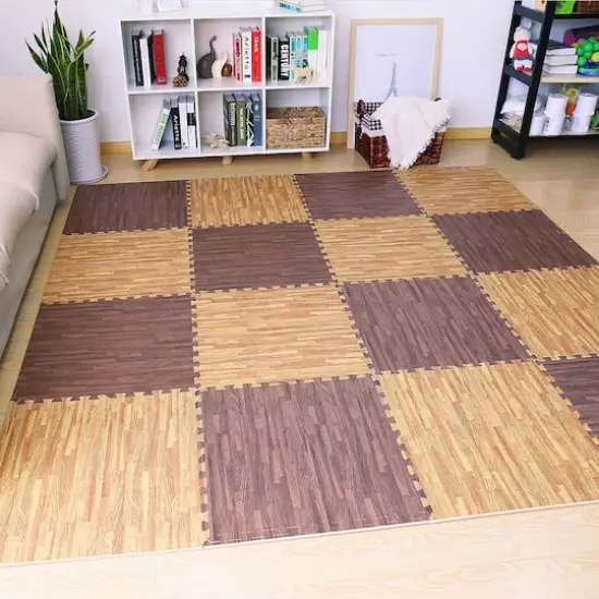 Sorbus 24" Interlocking Floor Tile Mats, 12ct. Dark Brown {3}