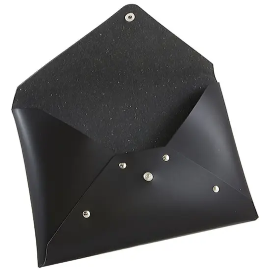 JAM Paper Black Medium Italian Leather Portfolio with Snap Closure {4}