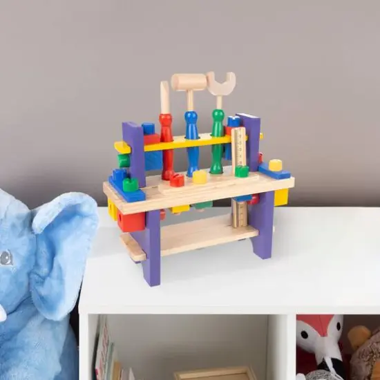 Toy Time Kids Wood Tabletop Workbench & Tool Set {7}