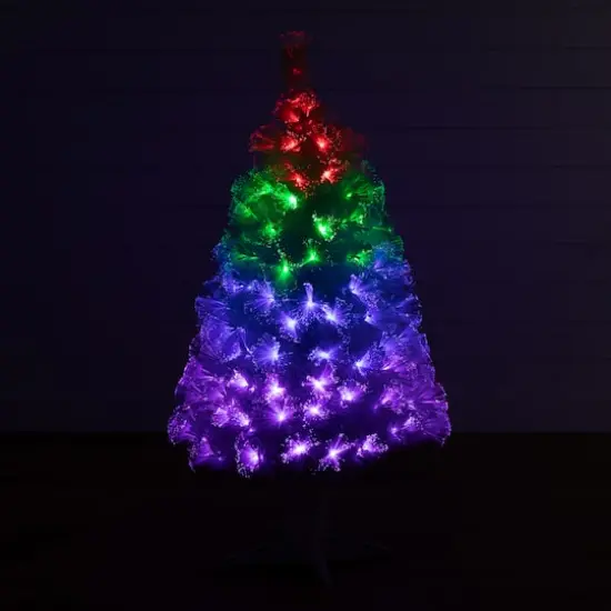 4ft. Fiber Optic Multicolor LED Lights White Pine Artificial Christmas Tree {5}