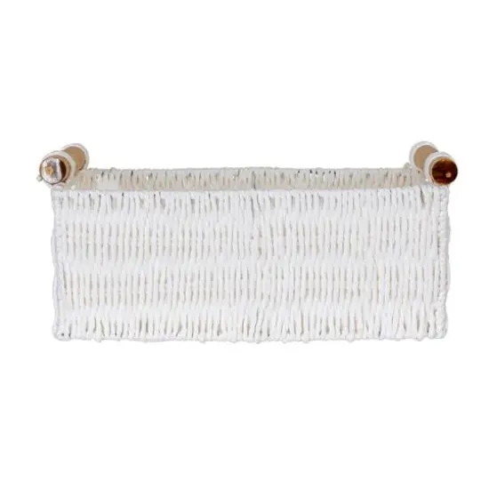 Household Essentials Paper Rope with Wooden Handles Basket Set White {9}