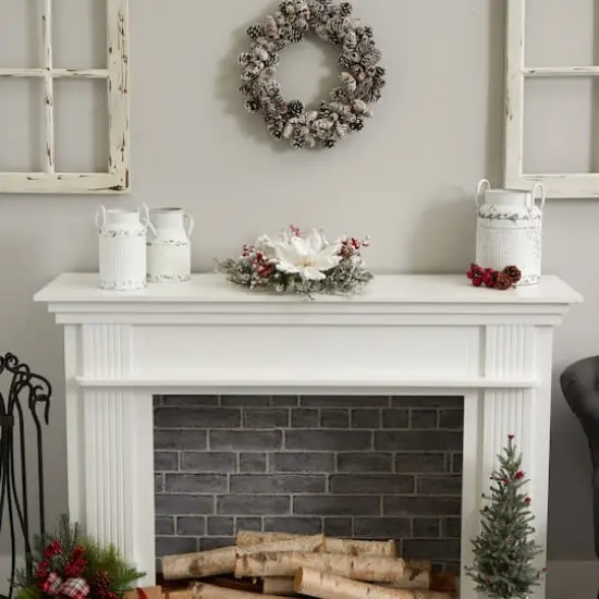 17" Frosted Magnolia & Berry Artificial Arrangement Candelabrum {7}