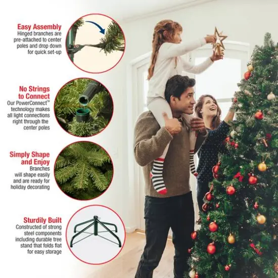 7ft. Pre-Lit PowerConnect&trade; Dunhill&reg; Fir Tree Artificial Christmas Tree, Clear Lights {6}