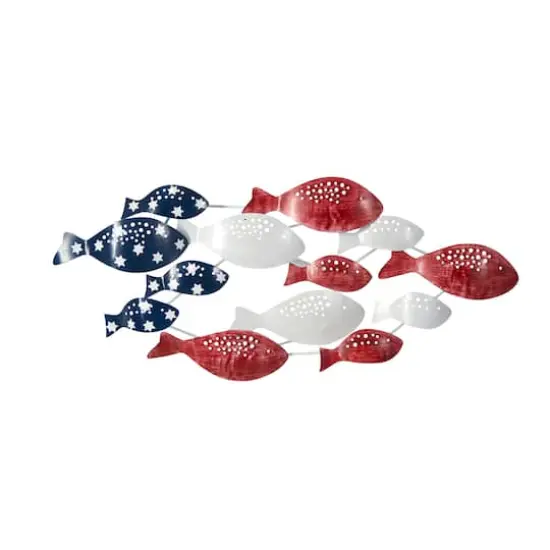 39" Patriotic Metal Fishes Wall Art D&eacute;cor {1}