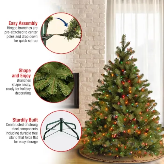 4.5 Ft. Pre-Lit Feel Real&reg; Downswept Douglas Full Artificial Christmas Tree, Multicolor Lights {6}