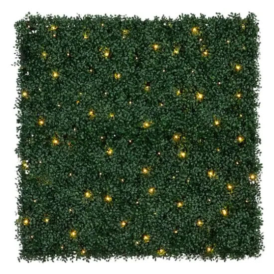 40" Pre-Lit Warm White LED Boxwood Artificial Living Wall Panel {1}