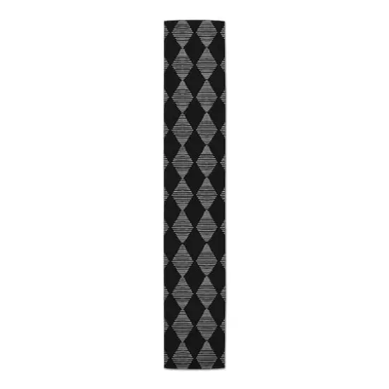 Line Diamonds Indoor/Outdoor Table Runner Black {1}