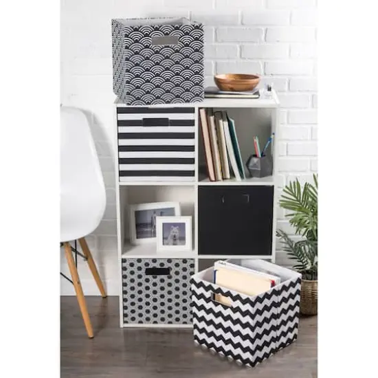 DII&reg; 11" Polyester Stripes Storage Cube Black {5}
