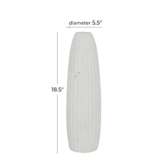 White Ceramic Contemporary Vase, 18" x 5" x 5" {6}