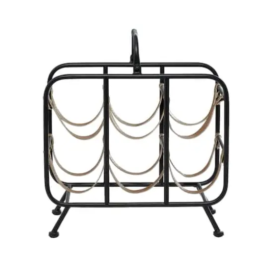 16" Black Metal Contemporary Wine Rack {3}