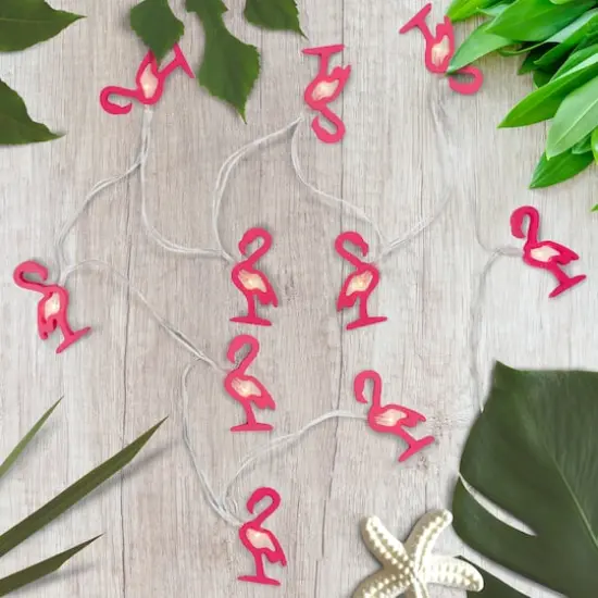 10ct. LED Pink Flamingo Fairy Lights Set {3}