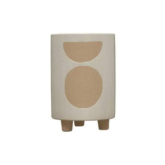 Hello Honey&reg; 8" White Circle Print Stoneware Footed Planter {1}