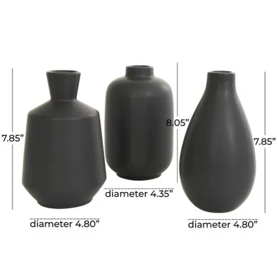Black Ceramic Minimalistic Vase Set {7}