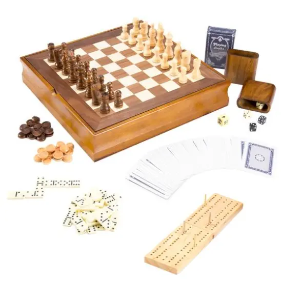 Toy Time Classic 7-in-1 Wooden Board Game Set {3}
