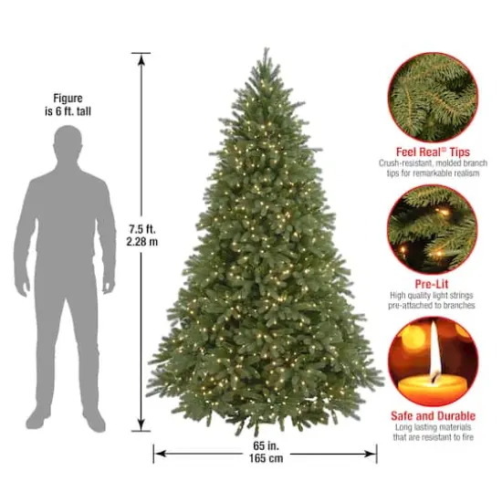7.5ft. Pre-Lit Jersey Fraser Fir Artificial Christmas Tree, Clear Lights {6}