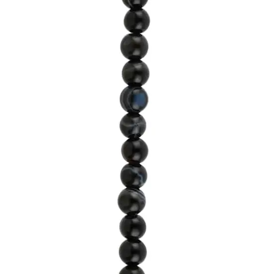 Blue & Black Tuxedo Agate Round Beads, 4mm by Bead Landing&trade; {1}