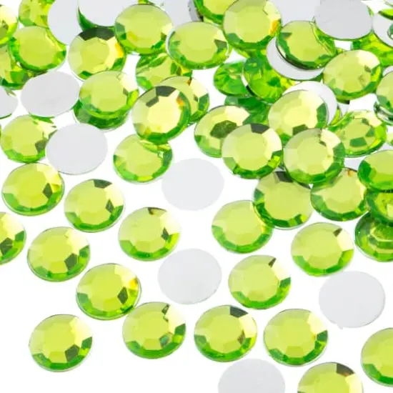 John Bead 12mm Acrylic Round Flat Back Rhinestones, 400ct. Peridot {1}