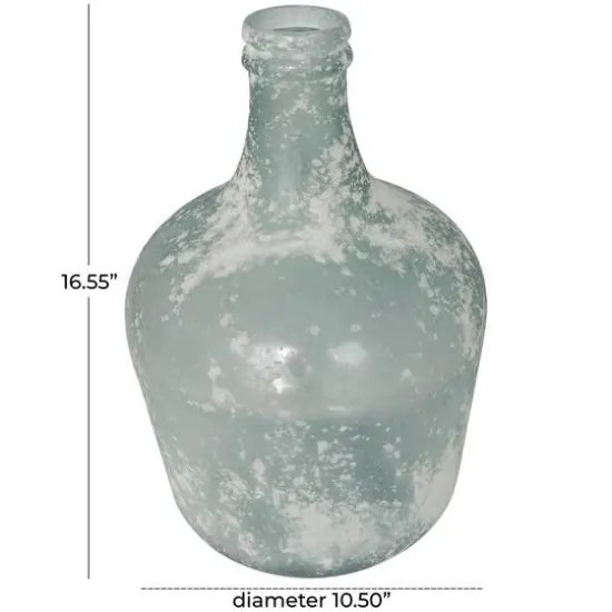 17" Frosted Spanish Bottle Recycled Glass Vase {10}