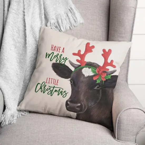 Reindeer Cow Throw Pillow {3}