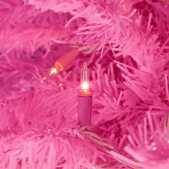 4ft. Pre-Lit Medium Pink Pine Artificial Christmas Tree, Clear Lights {5}