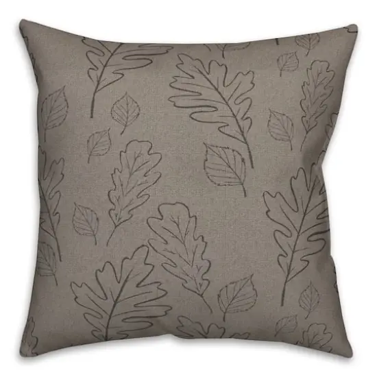 Gray Large Leaf Pattern Throw Pillow {3}