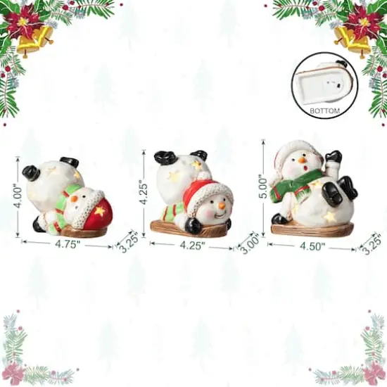Glitzhome&reg; Lighted Ceramic Snowman Table D&eacute;cor Set {9}