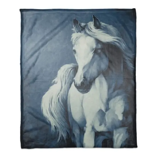 Blue Horse 50" x 60" Coral Fleece Blanket {1}