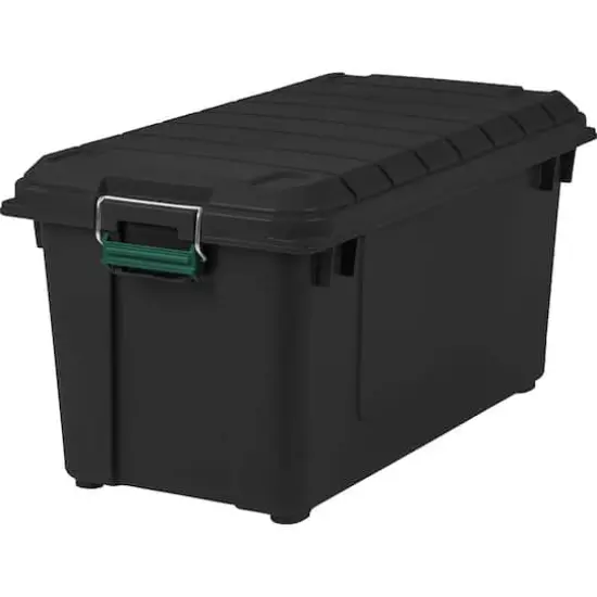 IRIS&reg; Remington&reg; 82qt. Black Store-It-All Utility Tote with Buckle Lid {1}