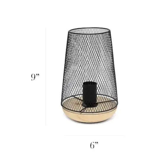 Simple Designs 9" Wired Mesh Uplight Table Lamp Black/Natural {4}