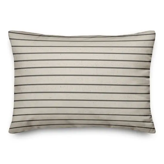 Thin Gray Stripes On Linen Pillow 4 14" x 20" Throw Pillow {3}