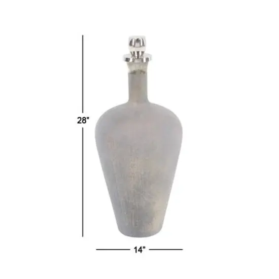 28" Silver Glass Modern Decorative Bottle {4}