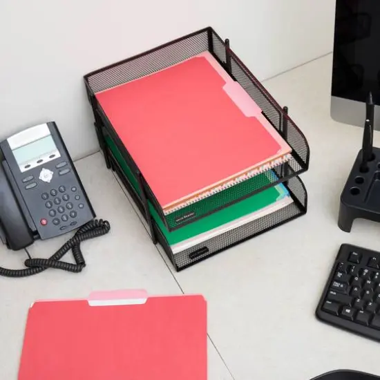 Mind Reader Black 2 Piece Stackable Metal Mesh Letter Tray {6}